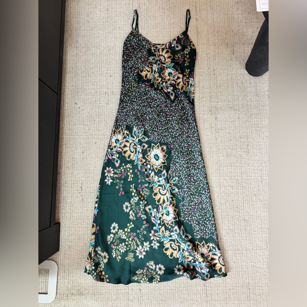 Free People teal and floral pattern maxi dress
